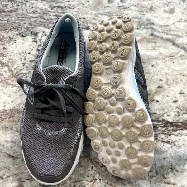 Skecher's Go Walk 2 Gray + Blue Sneakers Size Women's 11