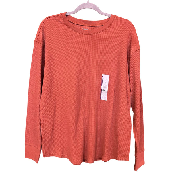 NWT Women's Time and Tru Rust Orange Waffle Knit Thermal Top XXL
