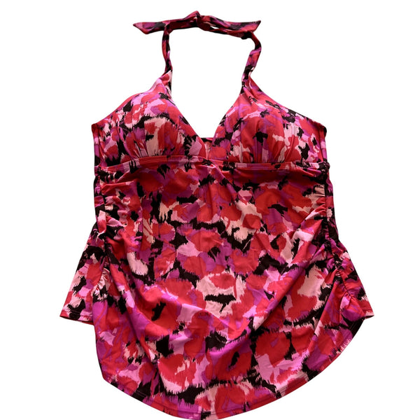 Merona Pink Brushstroke Halter Tankini Swim Top XL