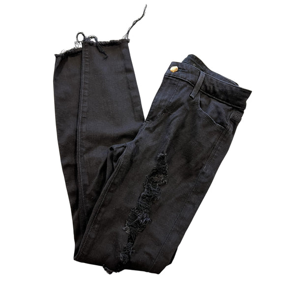 Joe's Jeans Black Flawless The Icon Raw Hem Skinny Jeans Size 26