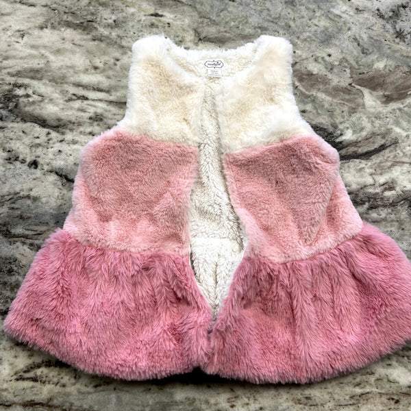 MudPie Girls Pink Color Block Fuzzy Vest Size 2T/3T