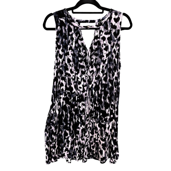 Women's Black/Gray Leopard Print Sleeveless Dress Size Large
