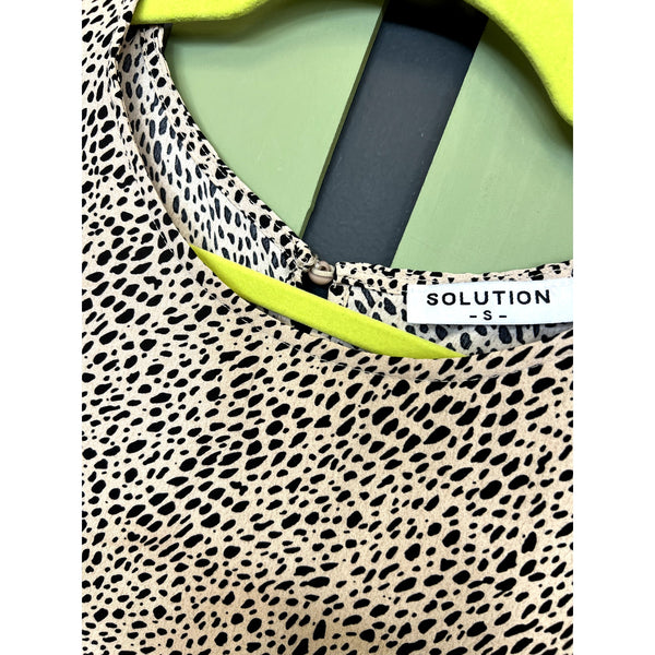 Women's Tiered Ruffle Sleeve Leopard Mini Dress Size Small