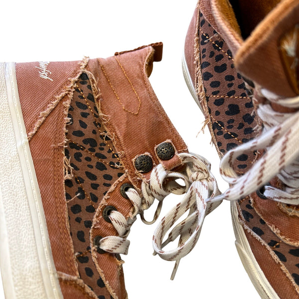 Blowfish Malibu Upland Women's High Top Canvas Leopard Print Sneakers Size 8