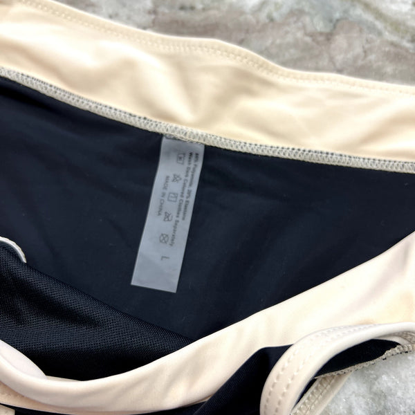 Women's Black + Tan Two Tone Bikini Size Large