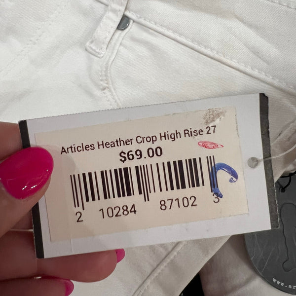 NWT Articles of Society Heather Crop High Rise White Skinny Jeans Size 27