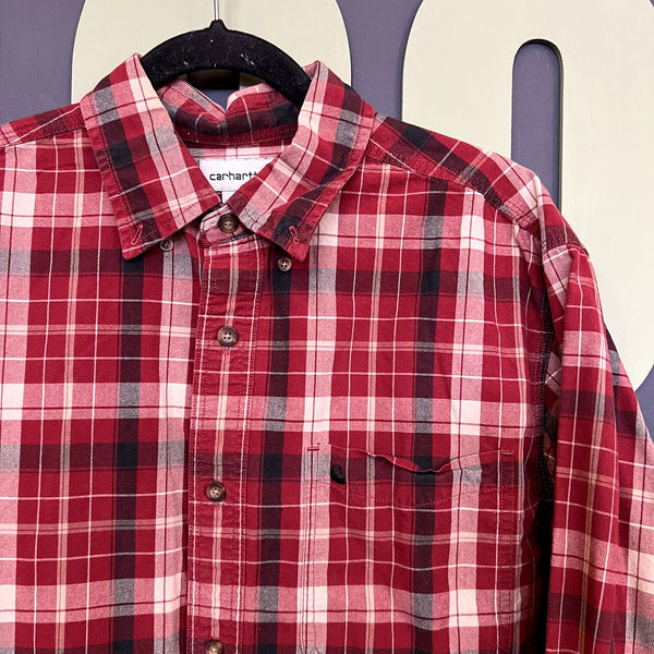 Carhartt Regular Fit Red Plaid Button Down Top Large