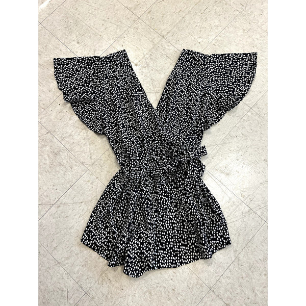 Women's Black + White Dotted Romper Size 2XL