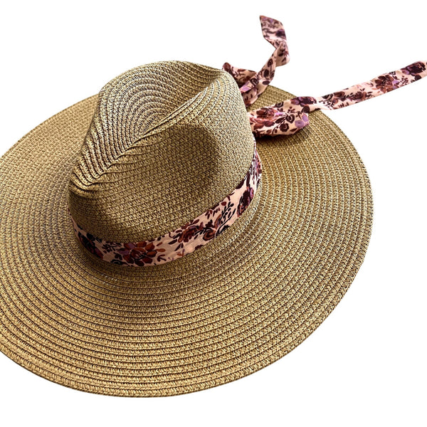 NWT Vince Camuto Straw Beach Hat with Scarf
