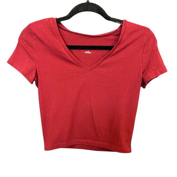 Wild Fable Red V-Neck Basic Crop Top Medium