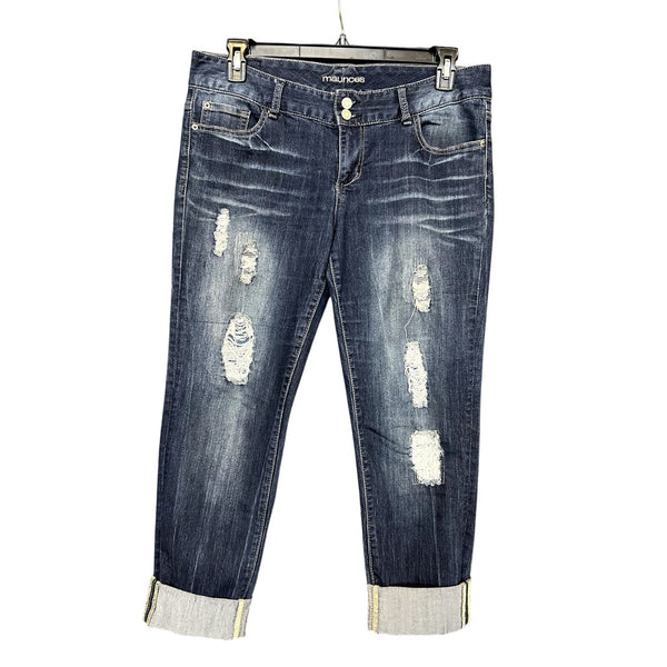 Maurices Dark Wash Distressed Skinny Ankle Jeans Size 11/12