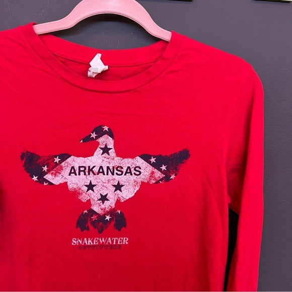 Snakewater Outfitters Arkansas Duck Red Long Sleeve Graphic Tee Small