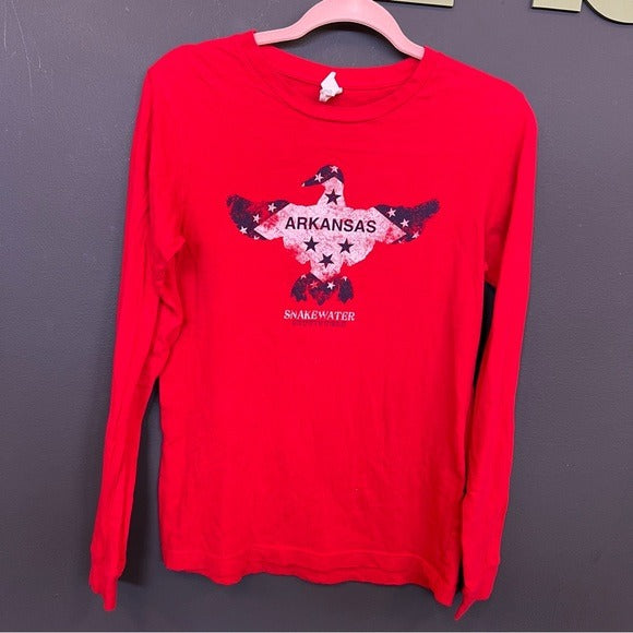 Snakewater Outfitters Arkansas Duck Red Long Sleeve Graphic Tee Small