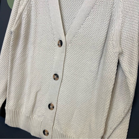 Gap Thick Knit Ivory Button Front V-Neck Cardigan Extra Small