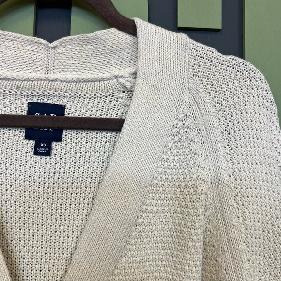 Gap Thick Knit Ivory Button Front V-Neck Cardigan Extra Small