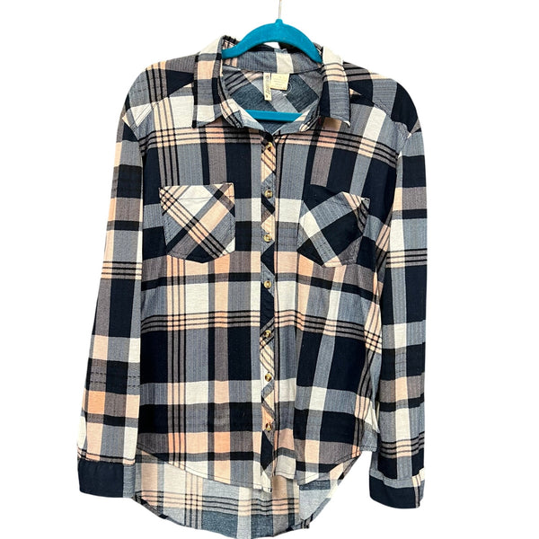 Pink + Navy Women's Butter Soft Flannel Plus Size 1XL