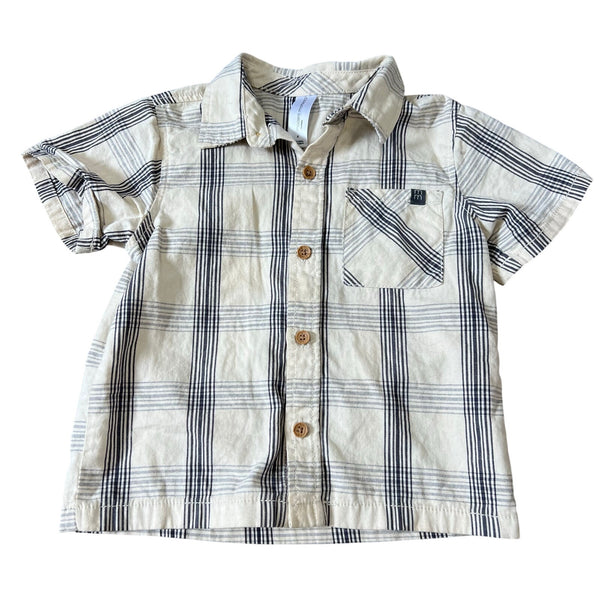 Modern Moments Ivory Linen Button Down Top Boys Size 4T