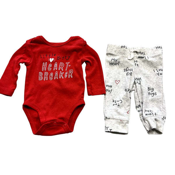 Carter's Little Bitty Heart Breaker Outfit Size 3 Mo