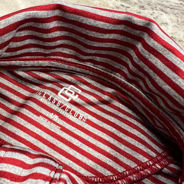 Class Club Red + Gray Striped Polo Boys Size 4/5
