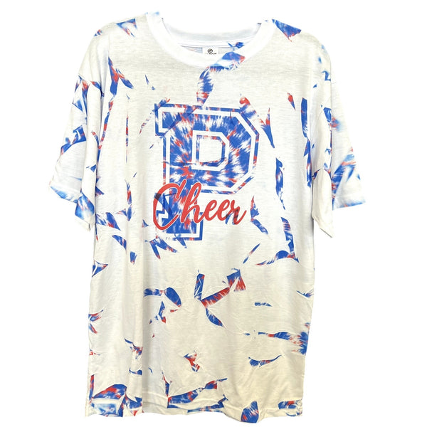 P Cheer Red + Blue Tie Dye Tee XL
