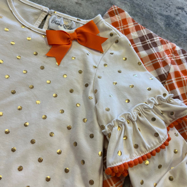 Rare Editions Girls Pumpkin Thanksgiving Outfit Size 6