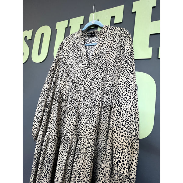 Women's Leopard Long Sleeve Maxi Dress Plus Size 3XL