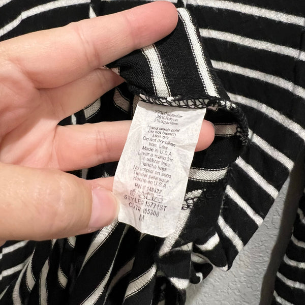Pink Clover Cowl Neck Black + White Stripe Stretch Blouse Medium