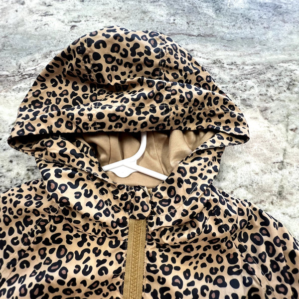 Girls Leopard Hooded Full Zip Jacket Size 5T