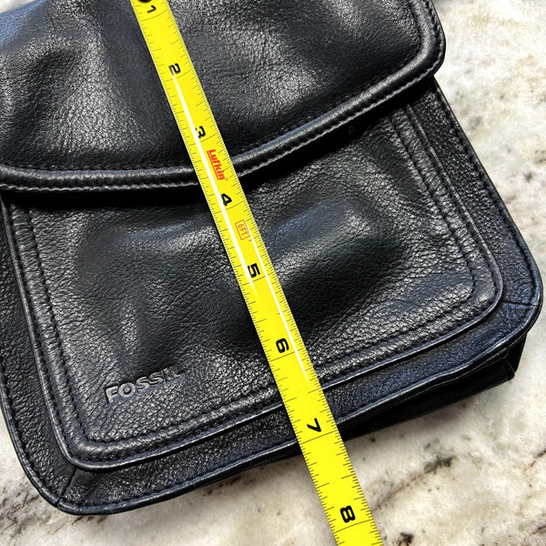 Fossil Black Leather Crossbody Bag