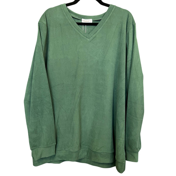 NWT Women's Dark Green V-Neck Cozy Sweater Size 2XL