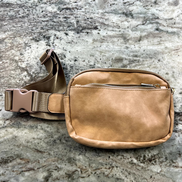 NWOT Brown Faux Leather Crossbody
