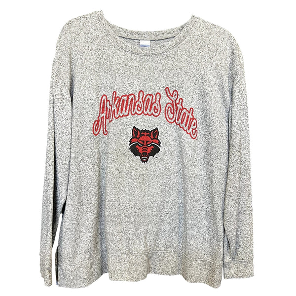 Arkansas State Heather Gray Butter Soft Pullover Size Large