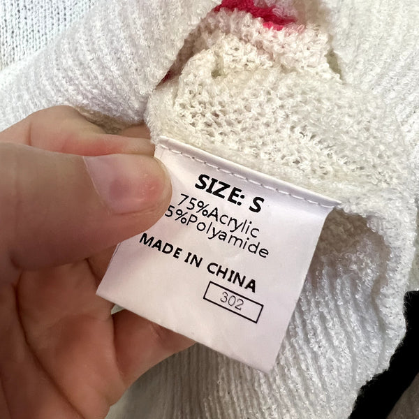 Yellow Monkey Boutique Lightweight Ivory Knit Star Sweater Size Small