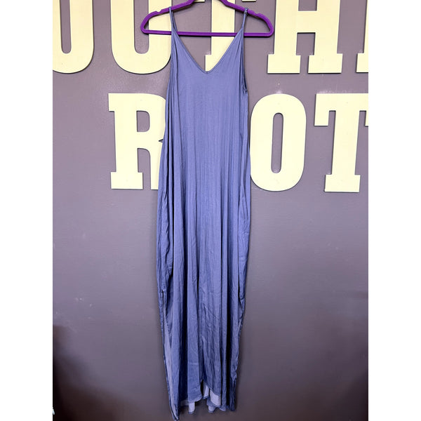 Van Winkle & Co. Solid Satin Indigo Maxi Chemise Medium