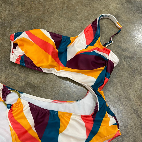Shade & Shore Women's One Piece Cut Out Geometric Boho Swimsuit Medium
