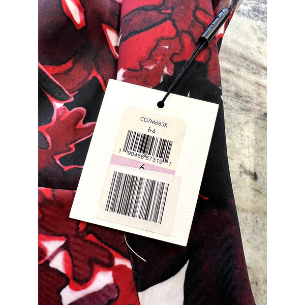 NWT Calvin Klein Red + Black Floral Sheath Dress Size Women's 6
