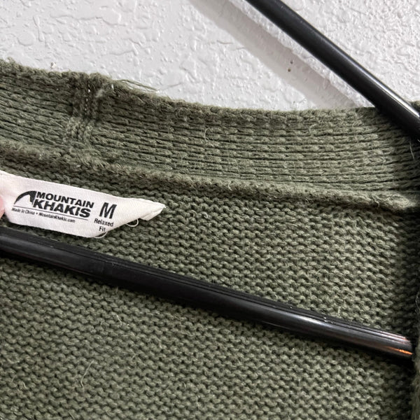 Mountain Khakis Thick Knit Relaxed Fit Olive Green Cardigan Medium