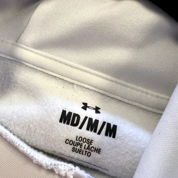 Under Armour Men's Loose Fit High Neck White Marbled Hoodie Medium