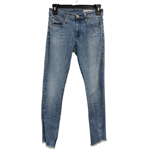 AG Denim Light Wash Raw Hem Skinny Jeans Size 24