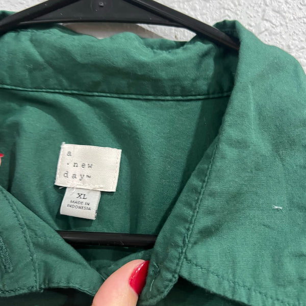 A New Day Dark Green Button Down Top XL