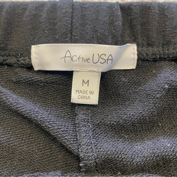 Active USA Fleece Full Length Distressed Leggings Medium