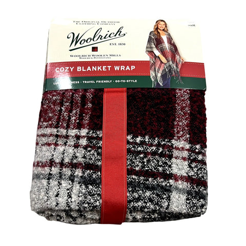 NEW Woolrich Red + Black Cozy Blanket Wrap