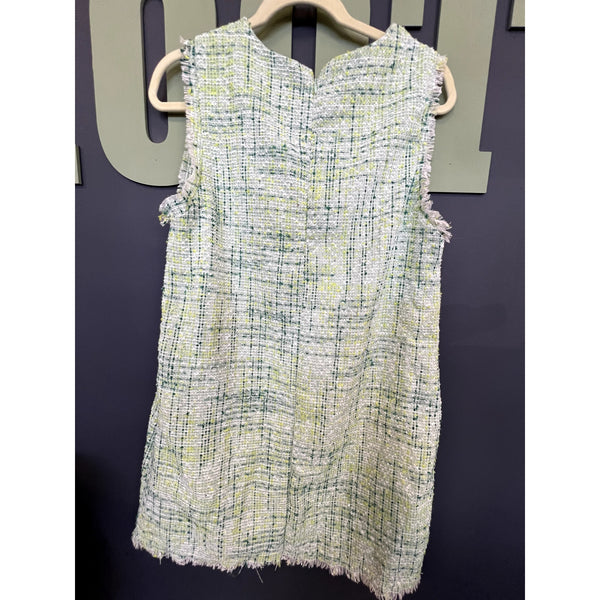 Women's Spring Green Tweed Sleeveless Mini Dress Size Small