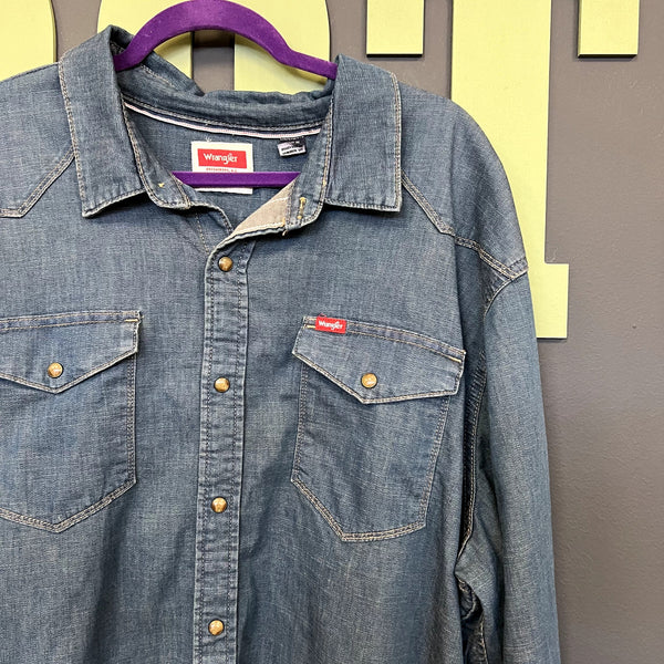 Wrangler Men's Pearl Snap Denim Button Down Top Size XXL