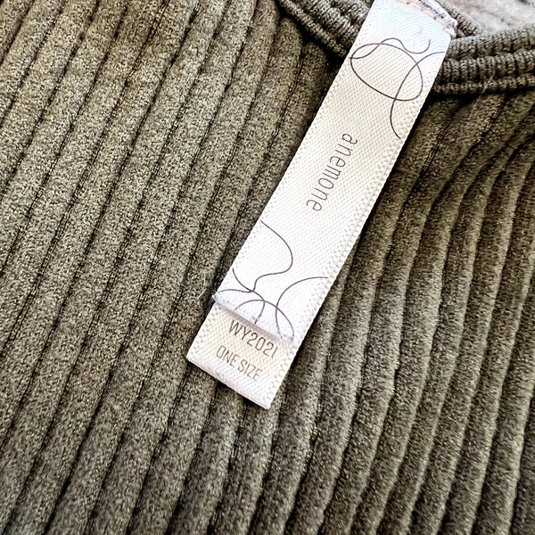 Anemone Olive/Charcoal Ribbed Crop Tank One Size