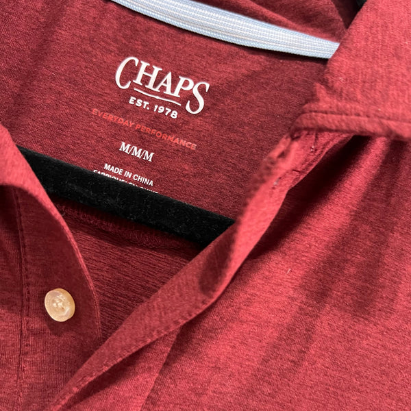 Chap's Men's Maroon Butter Soft Polo Size Medium