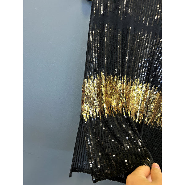 INC International Concepts Black + Gold Sequin Swim Coverup Size Medium