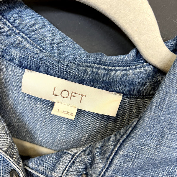 LOFT Lightweight Denim Button Down Top Small