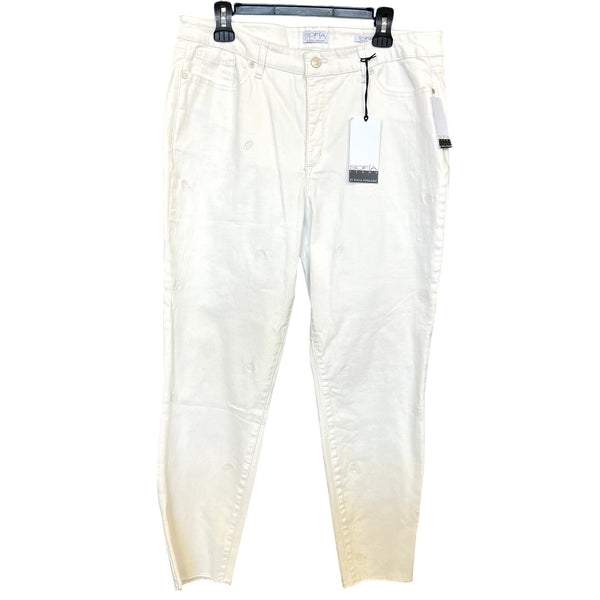NWT Sofia Jeans White Evil Eye Skinny Ankle Jeans Size 18