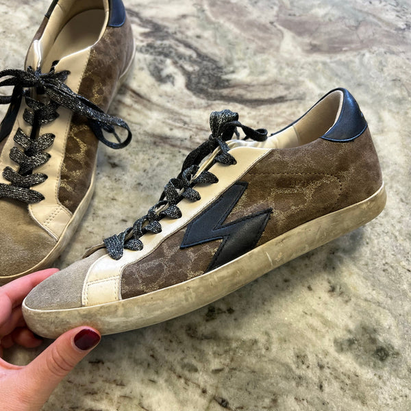Sam Edelman Areson Sneaker Leopard Print Lightning Bolt 9.5